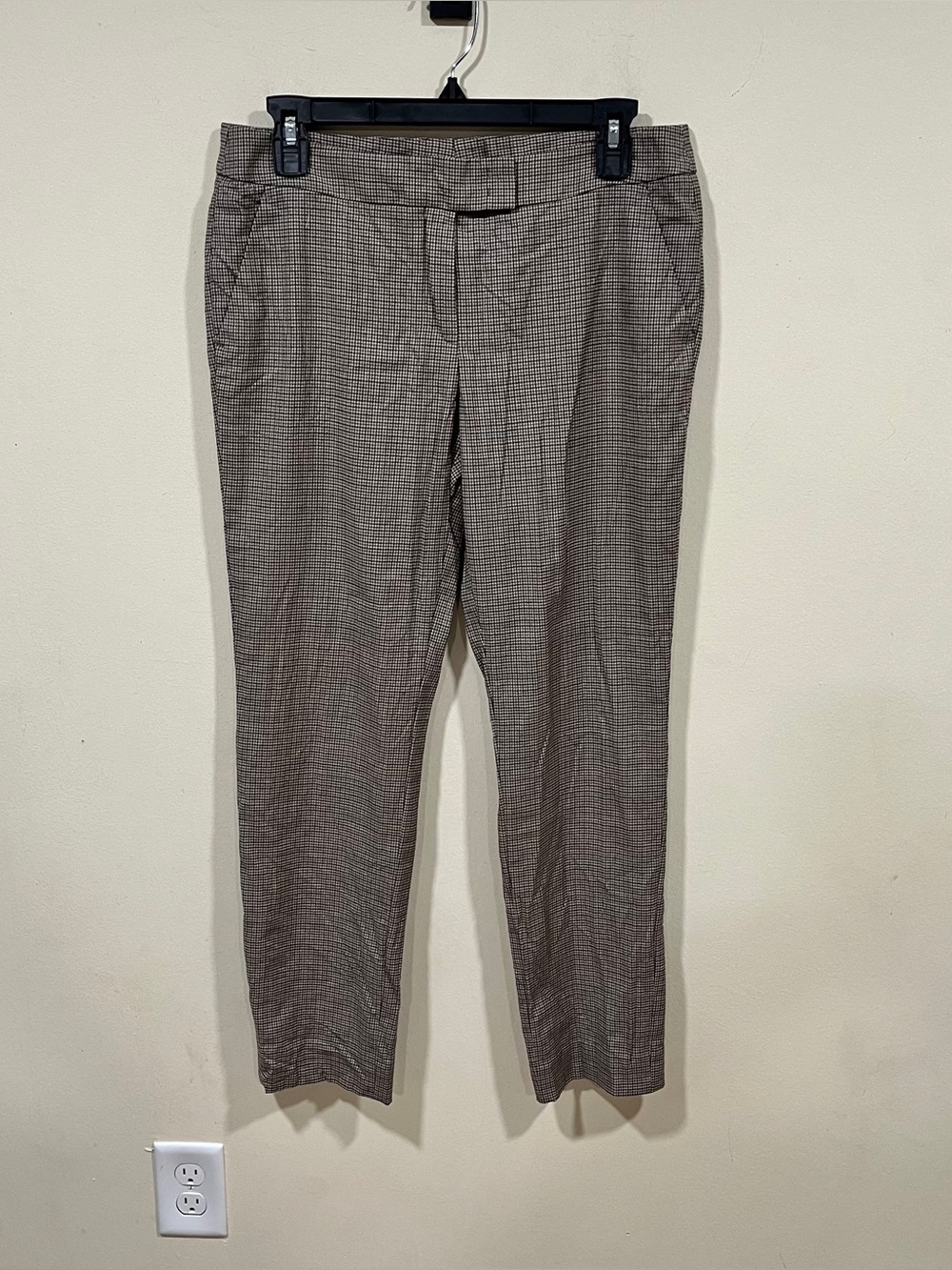 Akris Punto brown and beige houndstooth wool-blend trousers wool size 6